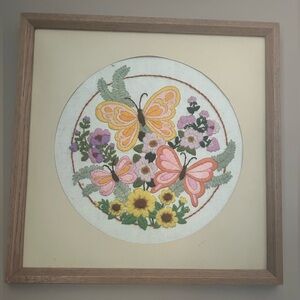 Floral and Butterfly Embroidered Wall Art